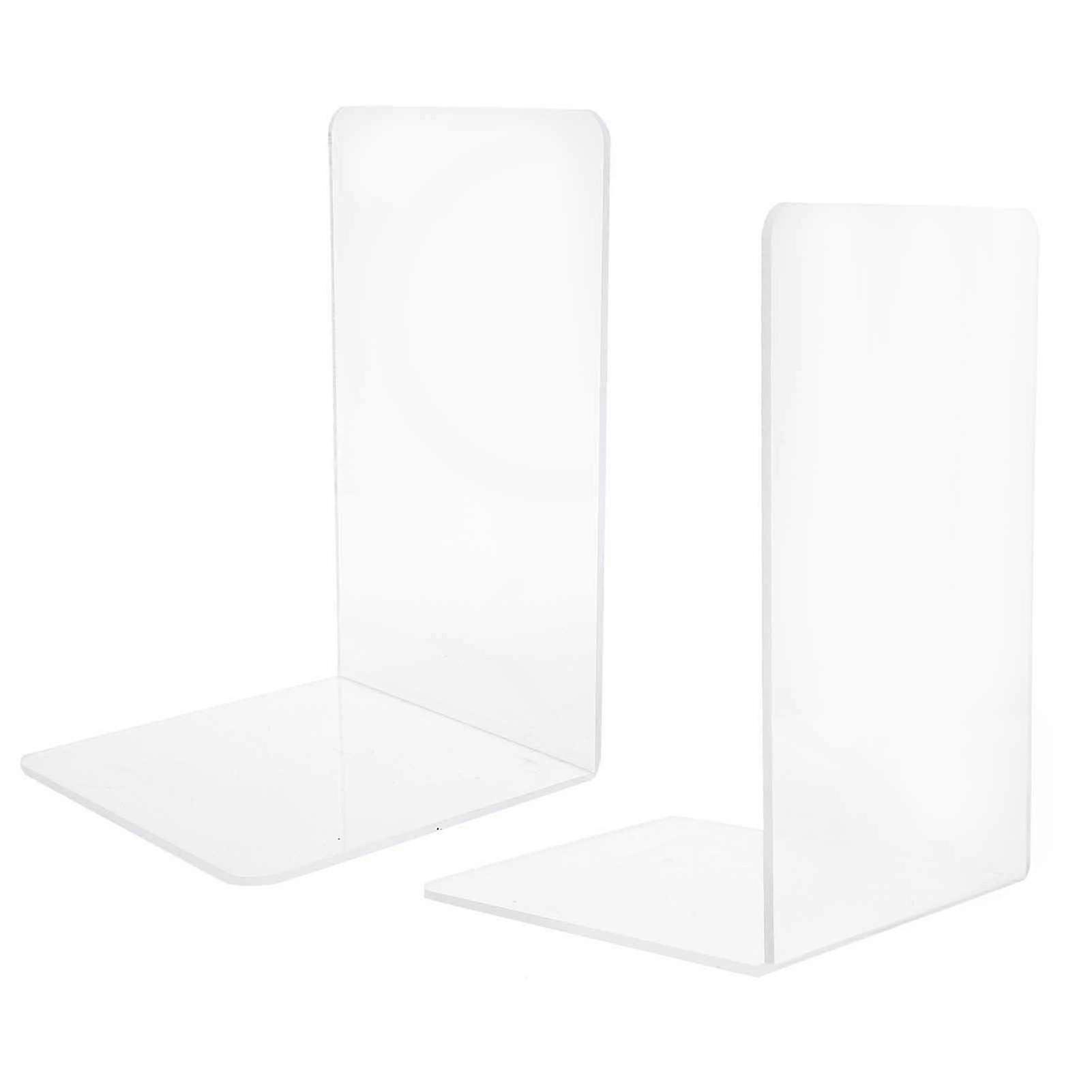 2Pcs Acrylic Bookend Transparent File Book Bookshelf Student Desktop Storage for Home Office