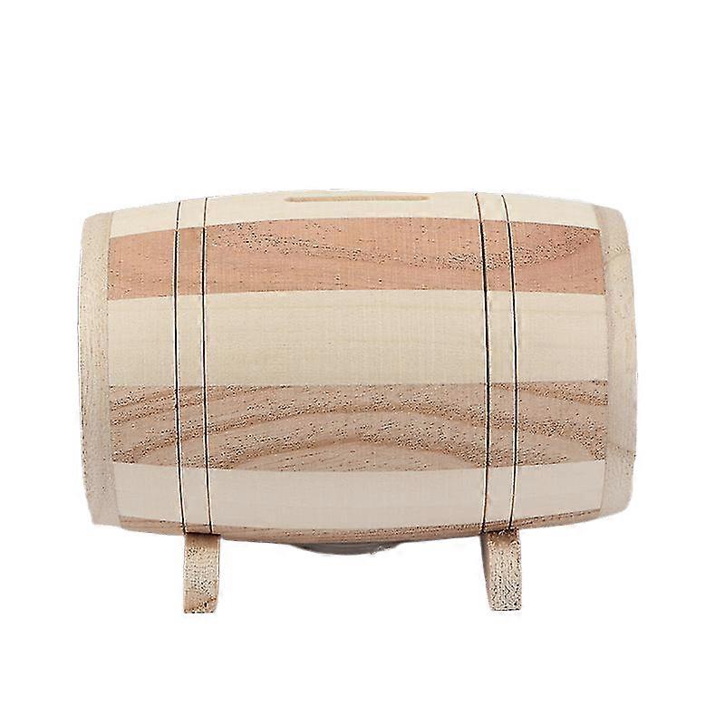 2025 صندوق نقود خشبي جديد أصبع بنك صندوق النقود المدخرات النبيذ برميل خشب أصبع البنك