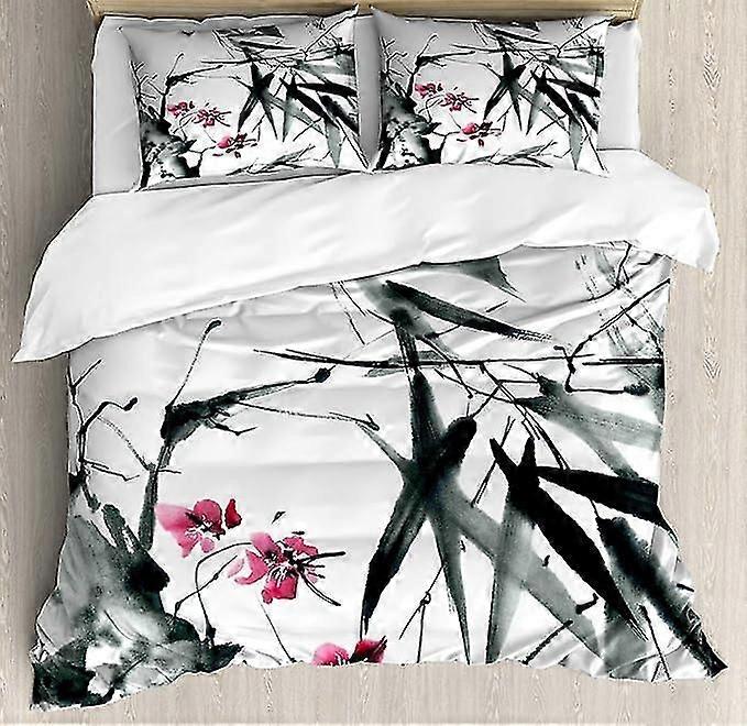 Japanese Style Microfiber Bedding Duvet Cover Sets 1 Duvet Cover And 1/2 Pillowshams Cherry Blossom