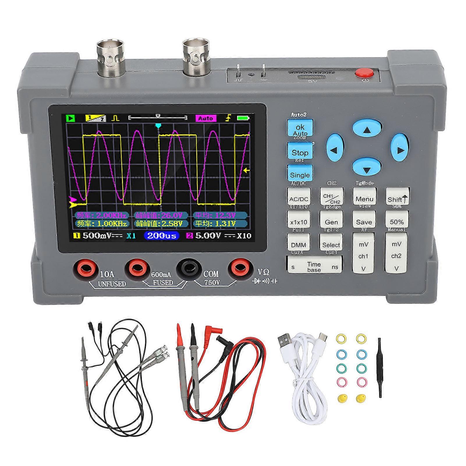 2 Channels Digital Multimeter - 120Mhz Bandwidth, 250MSa/s Sampling Rate, 500M Equivalent Sampling Rate, 2500mAh