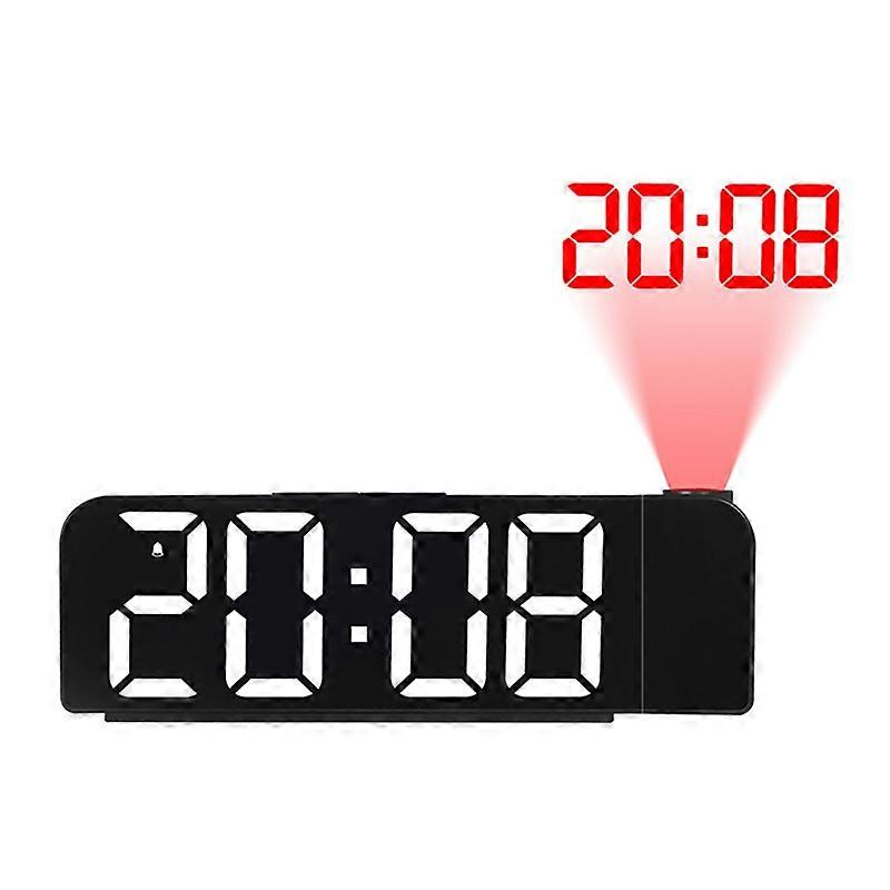 180° Rotation Projection Alarm Clock 12/24H LED Clock (White)
