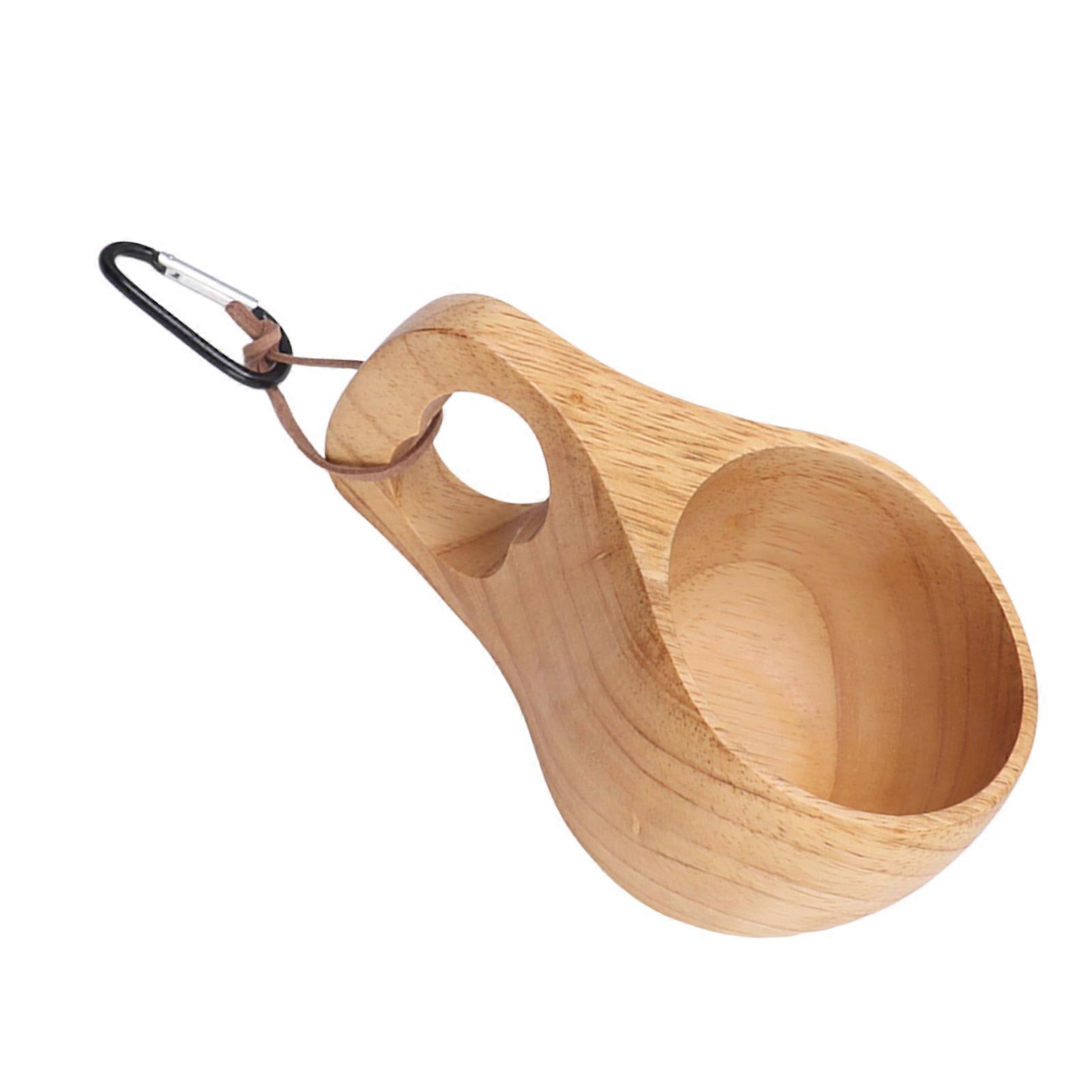 Tasse de camp en bois Log Unique grain de bois Portable Tasse à boire avec poignée Tasse à boire pour le café Thé Lait Style 2 