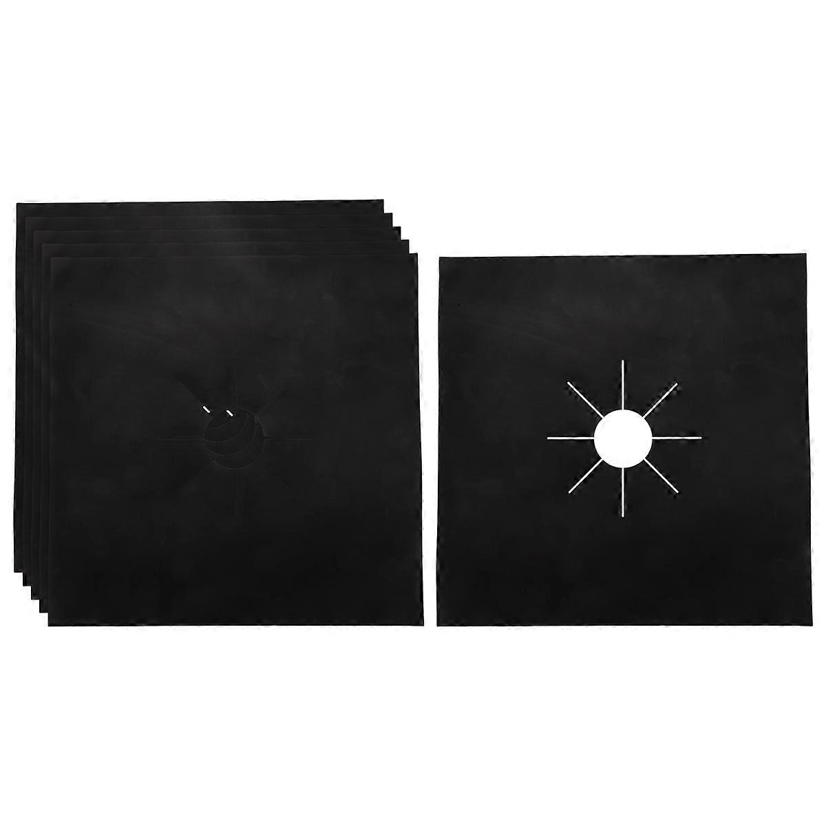 6x Reusable Non-Stick Black Gas Range Stove Top Burner Covers