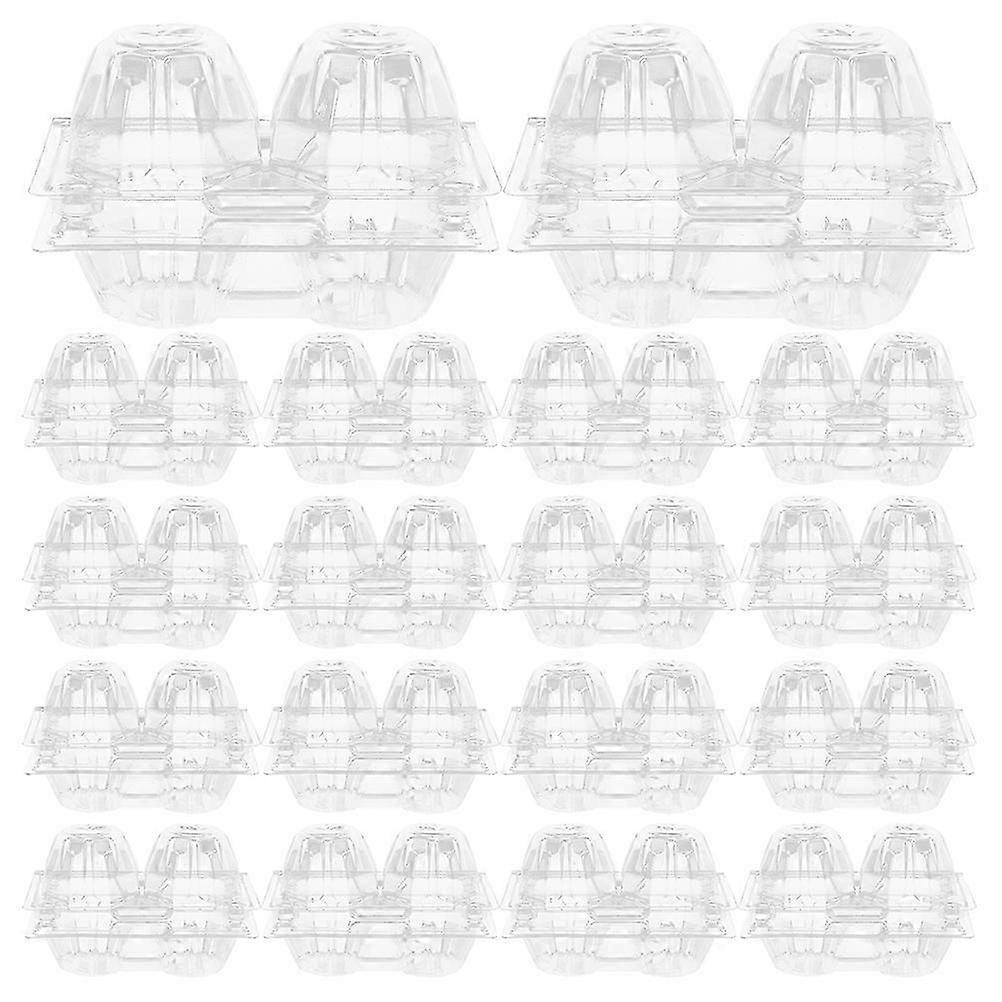 100pcs Egg Cartons 2-slots Egg Package Box Clear Egg Container Chicken Egg Tray Carton