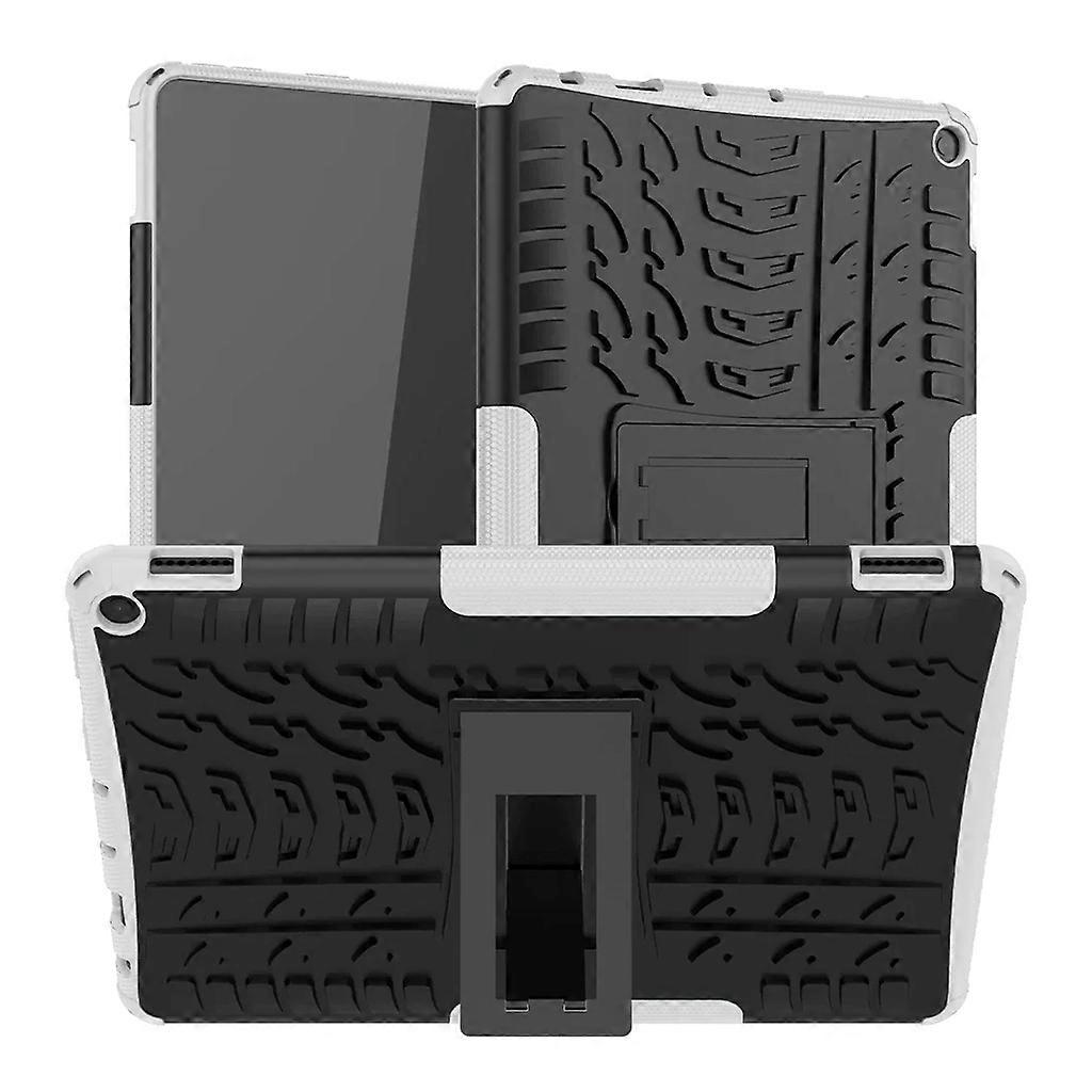 for Fire HD- 10/10 Plus Heavy Duty Shockproof Rugged Hybrid Hard Bumper Drop Protective for Case Built-in Stand for Chil  White