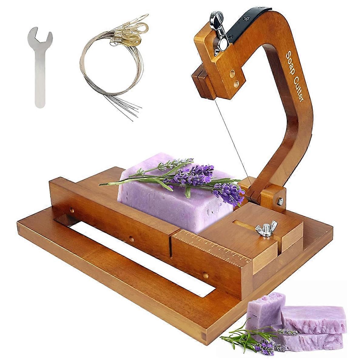 Wooden Soap Cutter, Wire Slicer Cutting Tool with Size Scale(Oak)