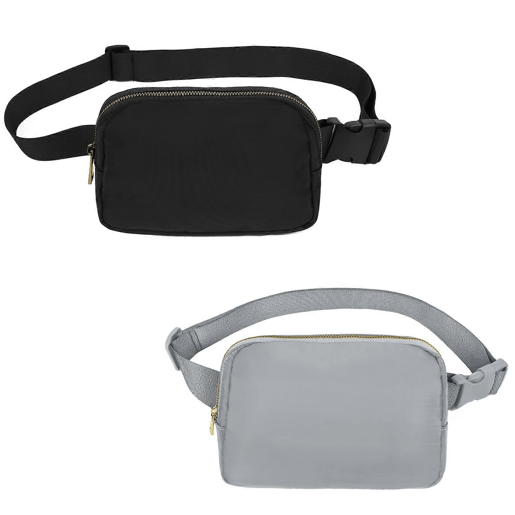 Fanny Pack 2-Pack Black And Light Grey Waist Bag For Easter Gifts