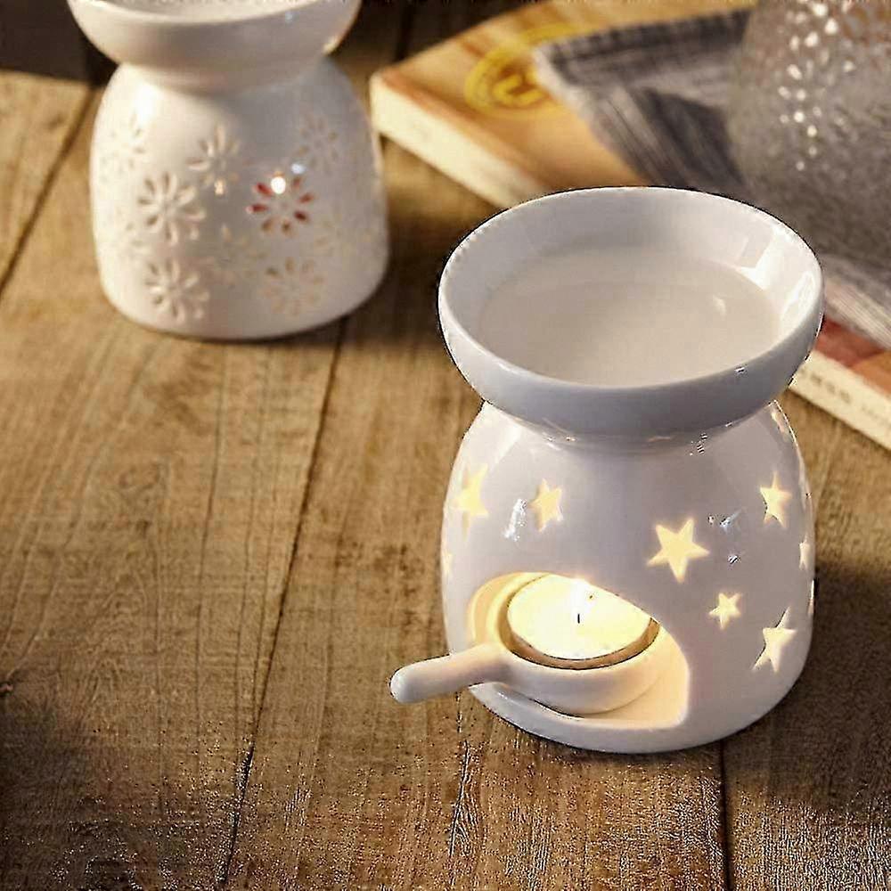 Ceramic Aroma Diffuser with Gift Packaging, Wax Melter, Star Pattern, Essential Oil Warmer