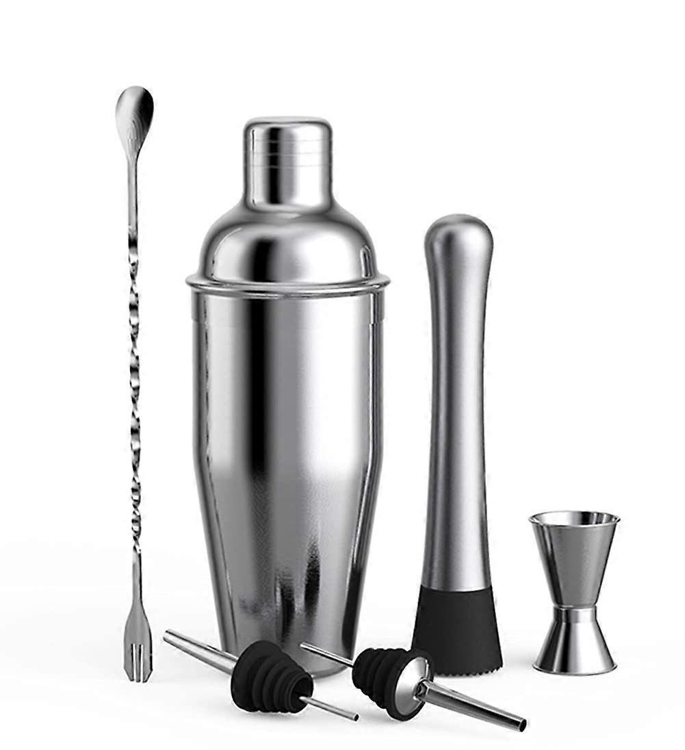 6 Pieces Stainless Steel Cocktail Shaker Set Barware Tool Set 750 ML
