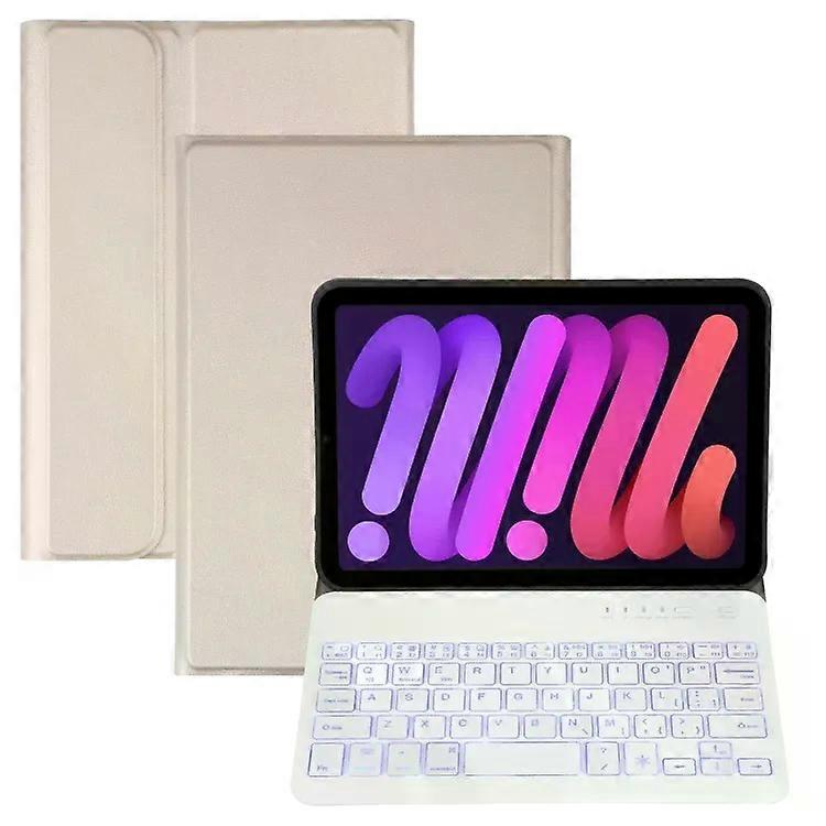 Bluetooth Keyboard Case for iPad Mini 6-Ultra-thin,Detachable,Leather,Gold Gold