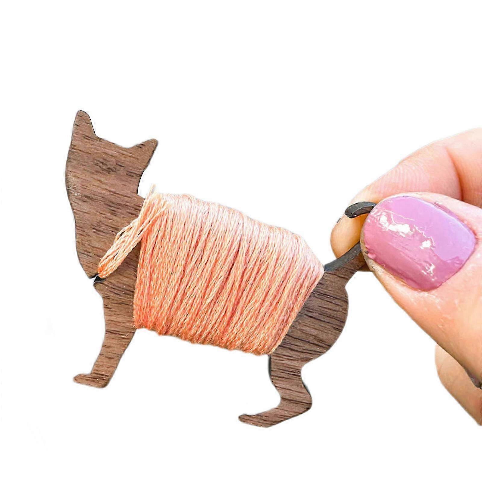 Kitten/Sheep/Rabbit Wooden Animal Spool Set Knitting Tool Set,Wooden Bobbin Set