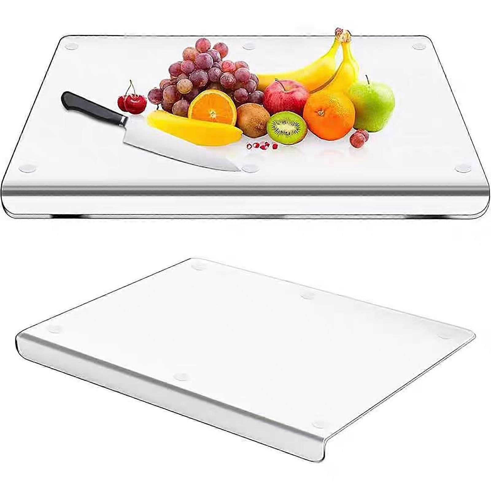 Acrylic Cutting Board Set with Counter Lip, 2 Pack Non-Slip Large & Small Chopping Boards 24x18 & 18x14 Inches