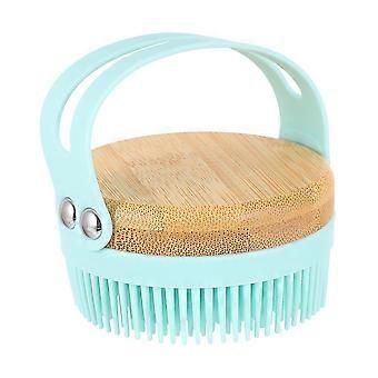 Silicone Bath Brush for Babies & Kids - Gentle Body & Scalp Cleaning Brush with Bamboo Handle - Multi-functional Care