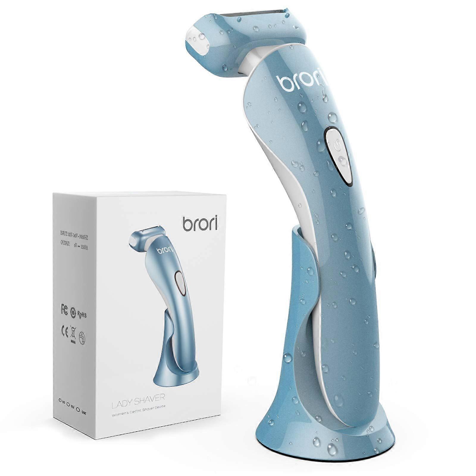 Electric Razor for Women Rechargeable Wet and Dry Cordless Shaver Legs and Underarms Bikini Trimmer LED Light Blue