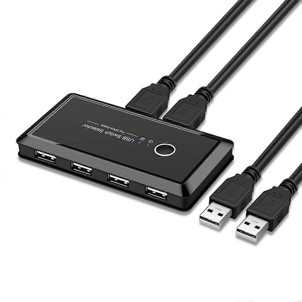 USB Switch 2 in 4 Out USB Switch for 2 PC parts 4 USB devices for printer, scanner, keyboard, USB sticks, hard drives, mouse with 2 USB cables