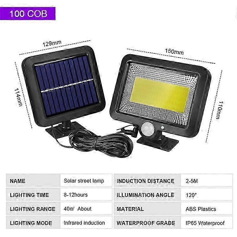 56led induction wall light waterproof split solar 100COB separated human body induction garden light garage light Split 100 lights with three function