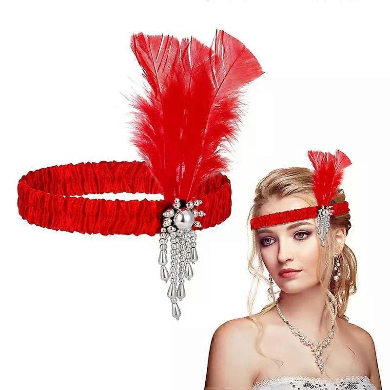Φτερό Μαργαριτάρι Headband Ρετρό Κόμμα Στηρίγματα Φόρεμα Αξεσουάρ Μόδα Γυναίκες Κορίτσια Μαλλιά 1920s Κοστούμια Αξεσουάρ