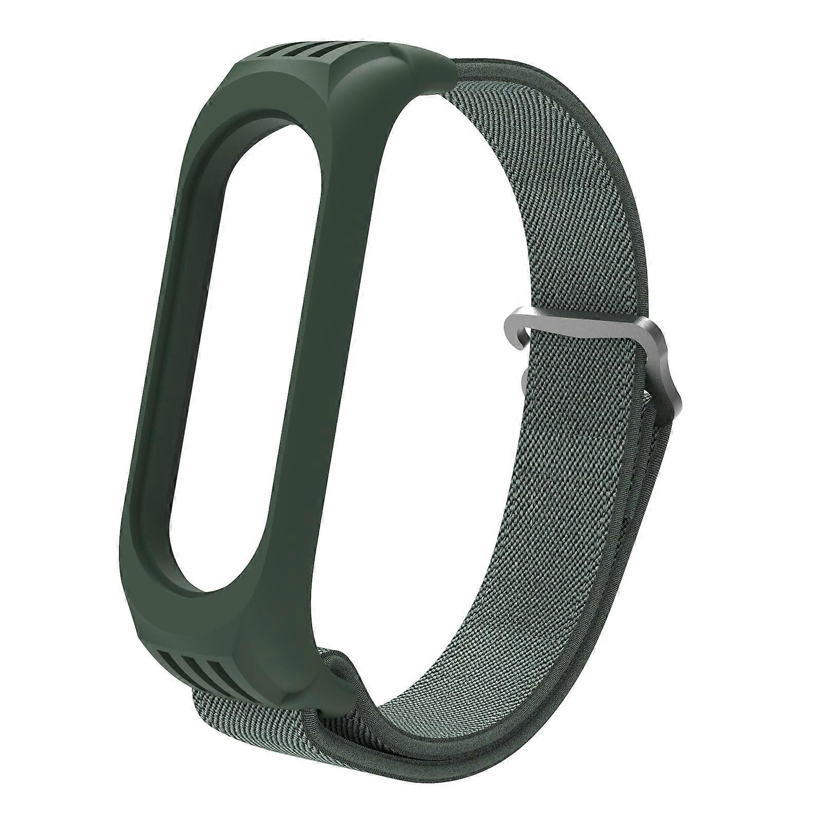 Bracelet de montre en sergé à boucle en forme de 9 pour Xiaomi Mi Band 6/5/4/3 (vert foncé)