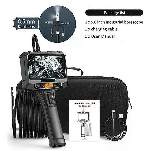 360 Steering Industrial Endoscope Camera 8mm 5"IPS Screen Single&Dual Lens Inspection Borescope 1080P For Car Engine Pip