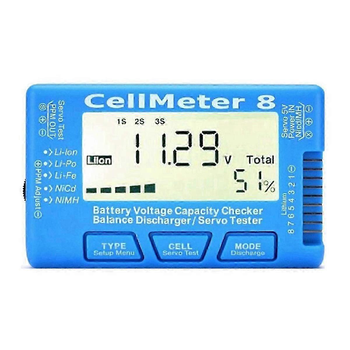 RC CellMeter-8 1-8S Battery Capacity Voltage Test Meter for LiPo Life Li-Ion NiMH Nicd Cell Meter