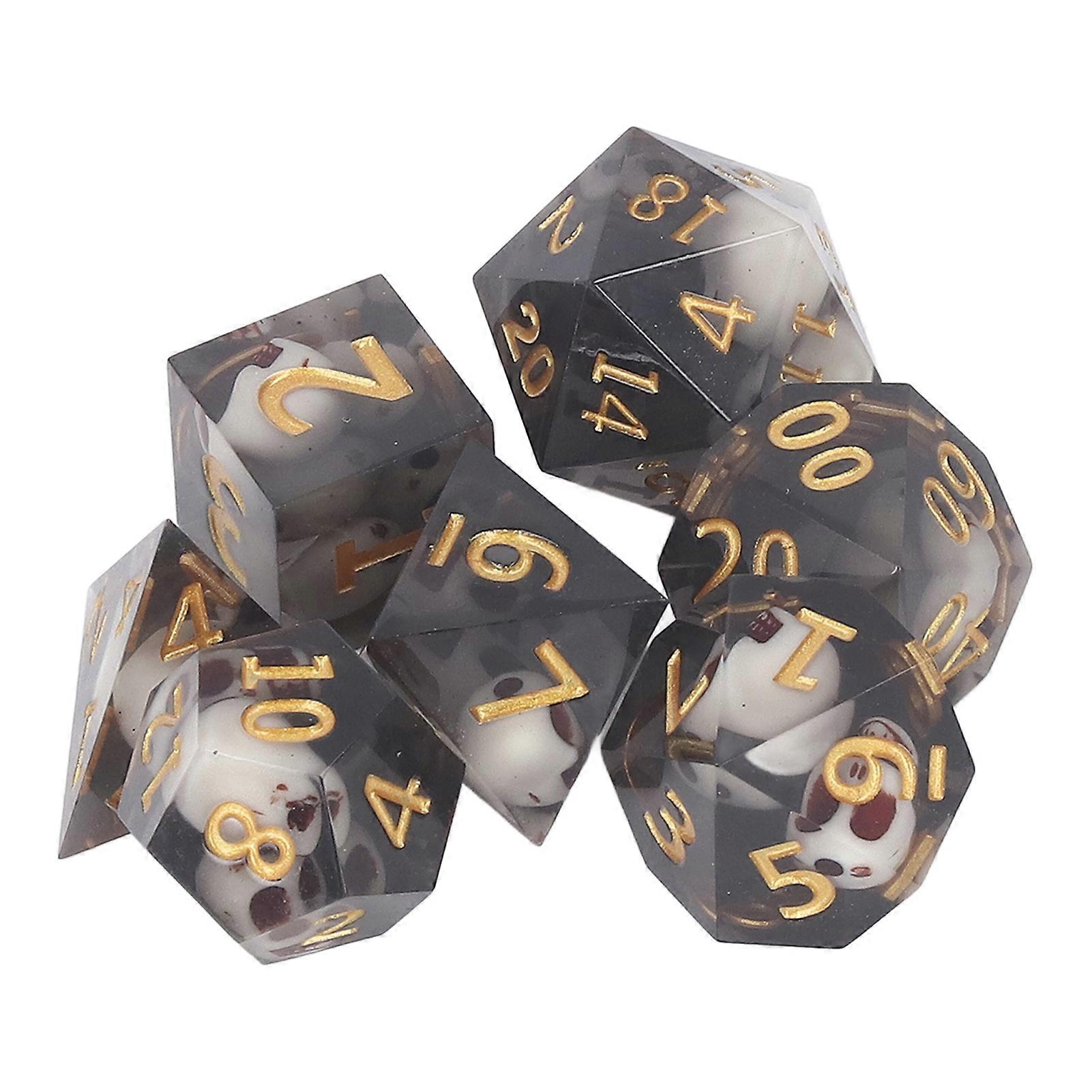 Polyhedral Set Role Playing Epoxy Resin Transparent Skull Dice for Math Teaching Board Table Game