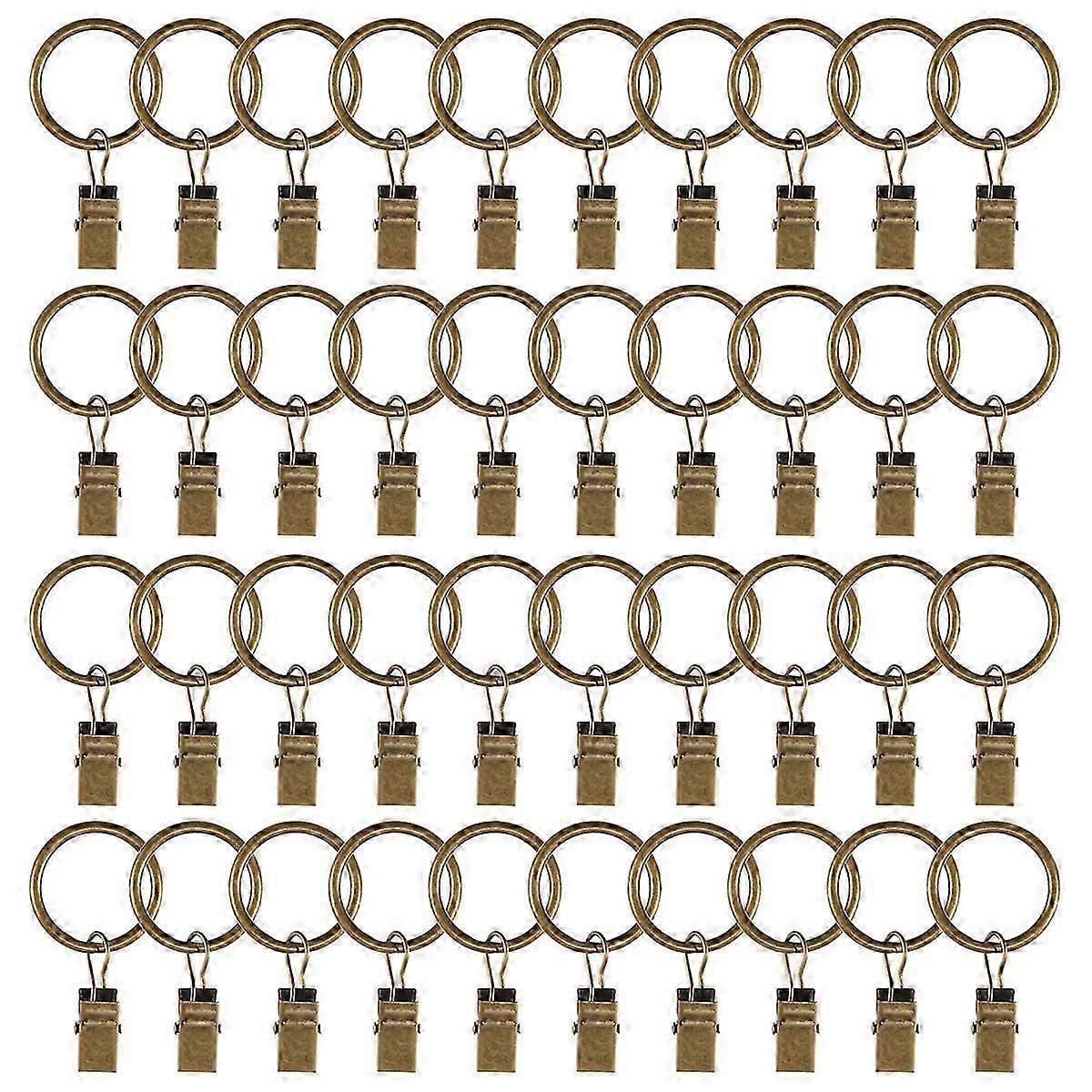 40 عبوة من مقاطع الستائر العتيقة ، حلقة ستارة ستائر معدنية قوية مزخرفة مقاومة للصدأ مع مشبك برون