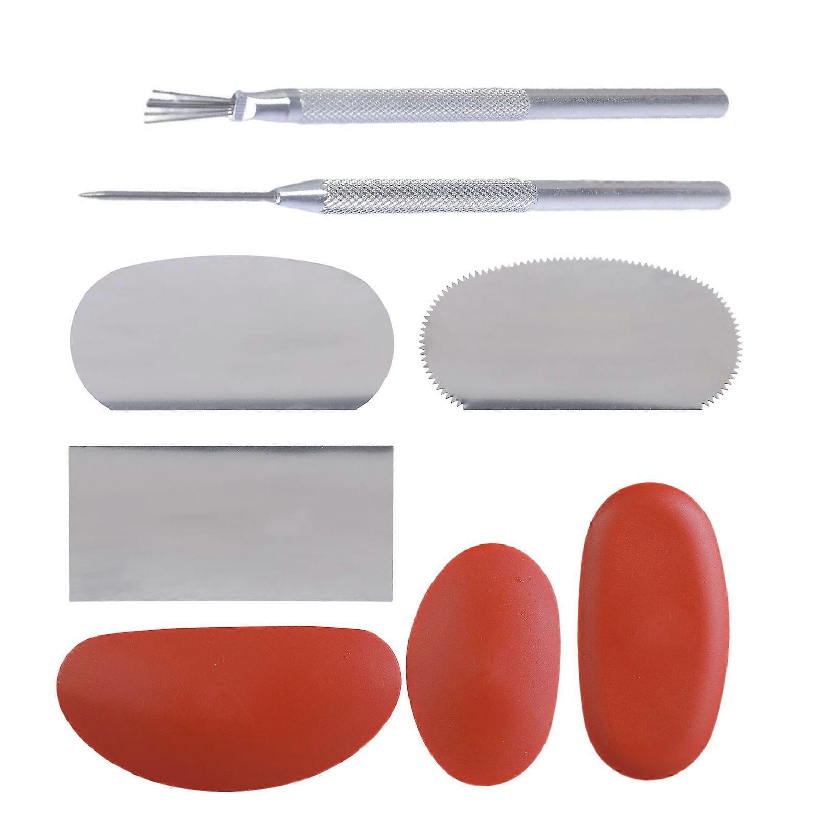 8Piece Sculpture Pottery Shape Scraper Cutter Ceramic Clay Tool Set for Sculpting Modeling with Silicone and Metal Tool