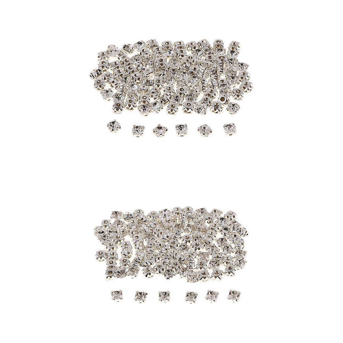 200x Sewing Rhinestones Buttons DIY Sew On Crystal Buttons Embellishments