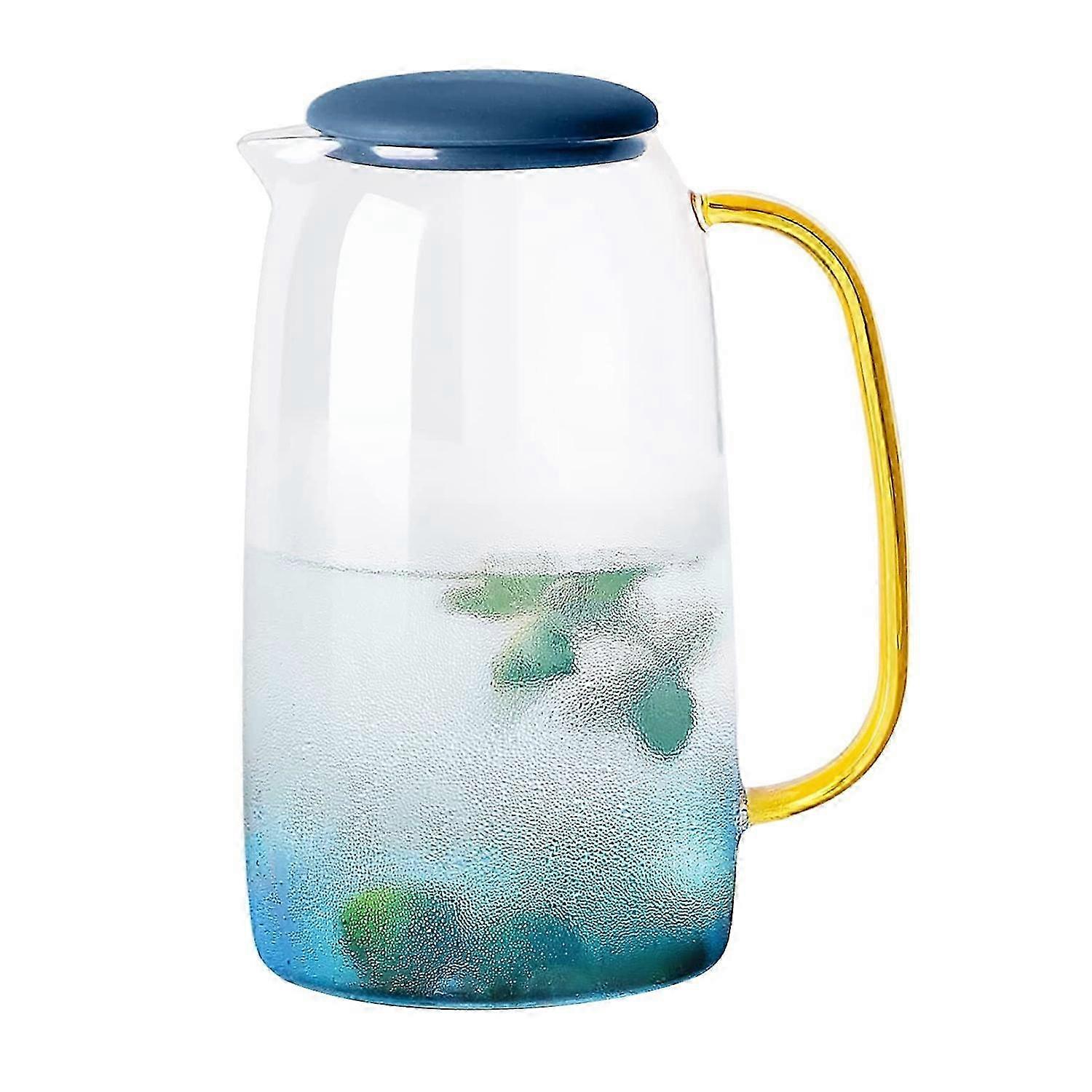 Borosilicate Glass Pitcher with Lid for Tea, Lemonade, Hot & Cold Beverages, Carafe Jug