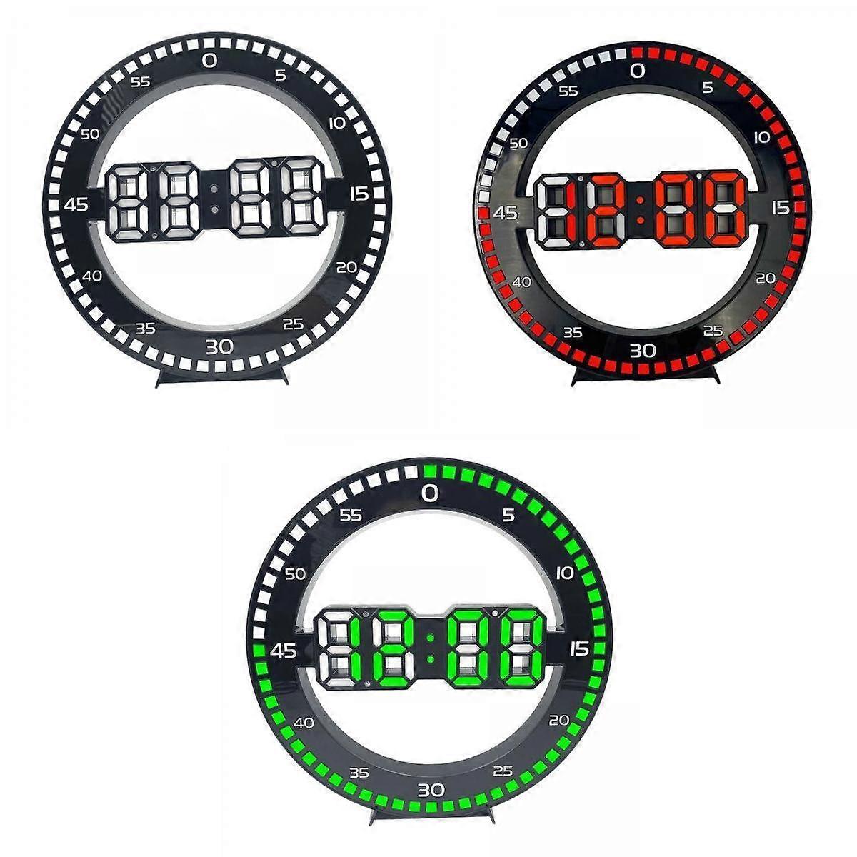 3Pcs Digital Wall Clock Display Electronic Clock Decoration Clocks Ornament