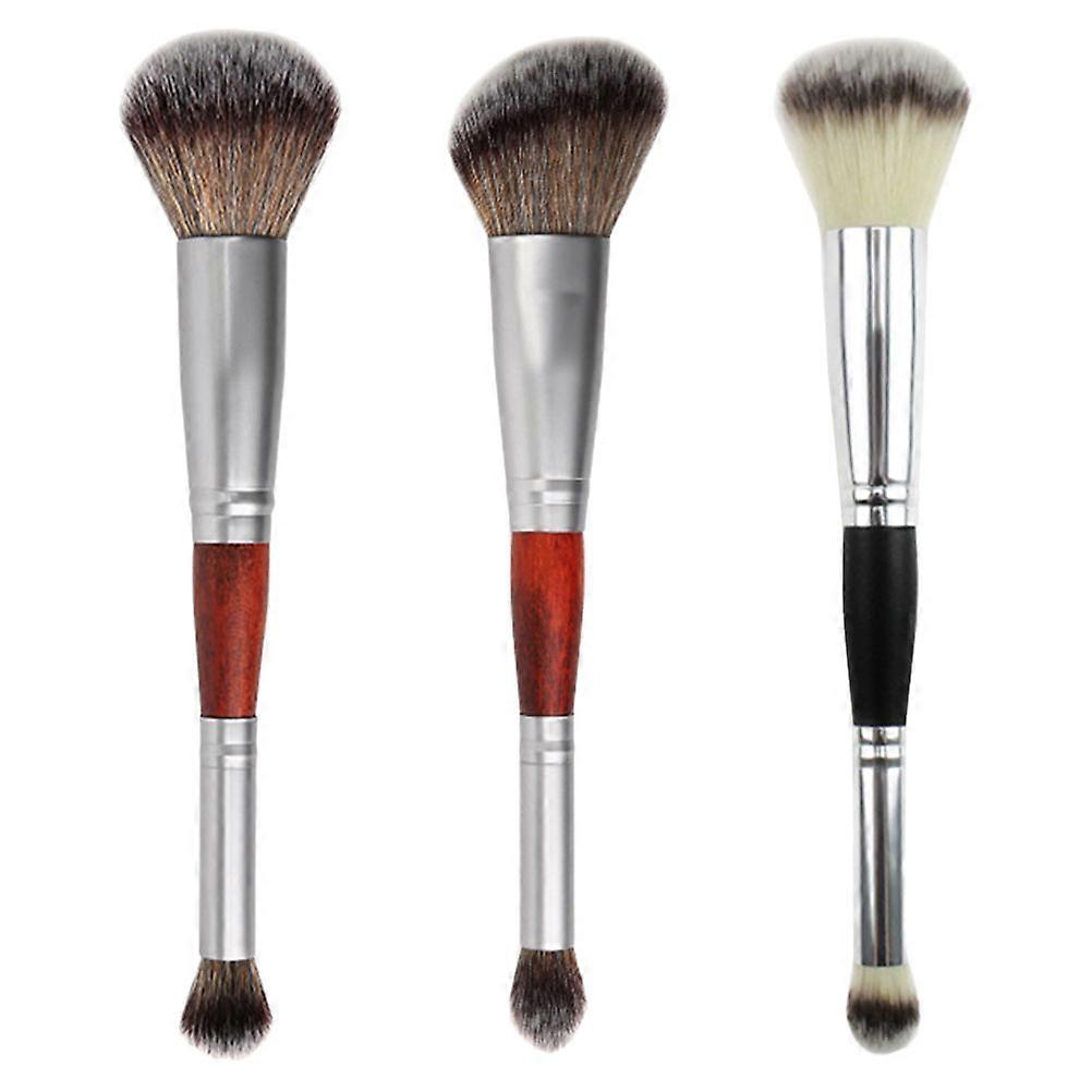 Assorted Color Portable Doublehead Eyeshadow Brush Set for Home Use Easy to Carry Fiber 3pcs