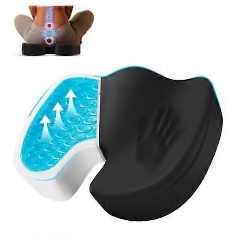 Memory Foam Seat Cushion For Office, Car, Travel-Gel Memory Foam, Ergonomic Design, Handle, Washable Cover,Non-Slip Base