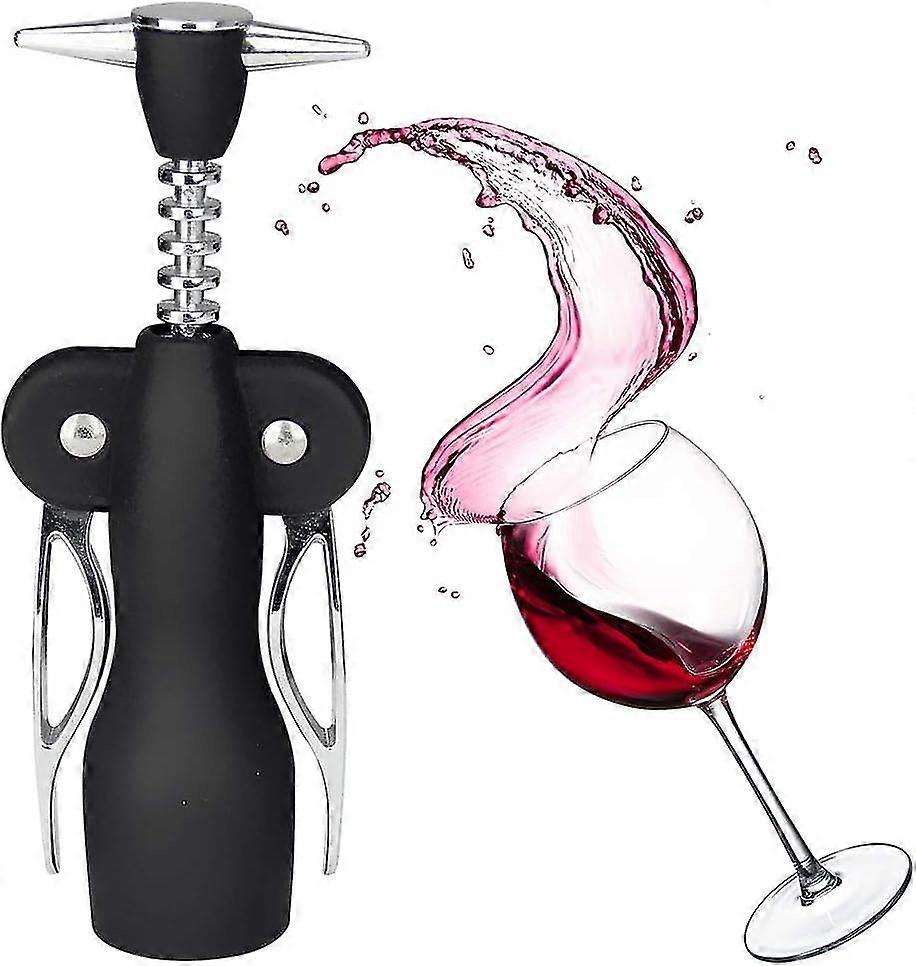 プレミアム亜鉛合金コルク栓抜き、ボトルオープナー・栓抜き内蔵 - ブラック