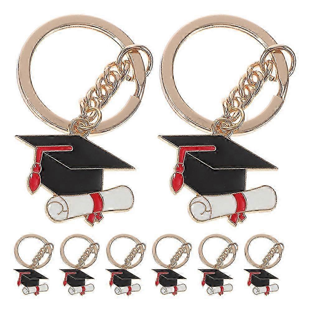 8pcs Graduation Cap Keychains Pendants Keyring Charm Bag Hanging Ornament