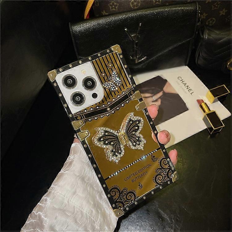 Compatible For iPhone 14 Pro Max Electroplated Cover TPU+PC Drop-Proof Phone Case with Butterfly Kickstand