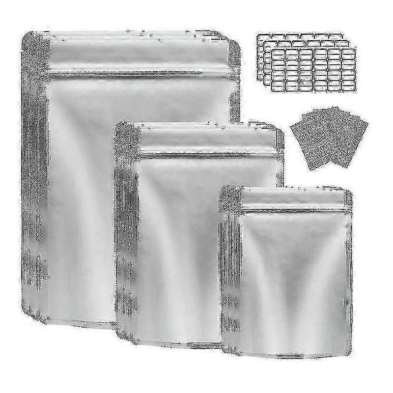 Pacote com 50 Sacos de Armazenamento de Alimentos Mylar com Absorvedor de Oxigênio, Reutilizável para Grãos de Nozes