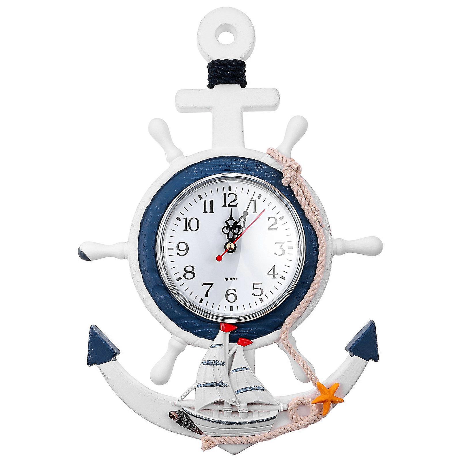 Classic Nautical Anchor Clock Crafted from Quality Wood, Suitable for Various Rooms