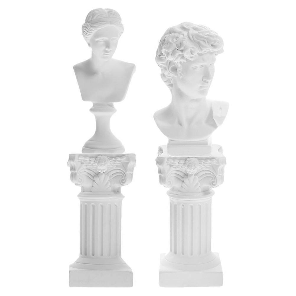 1 Set David Goddess Figurine Roman Column Desktop Resin Sculpture Decoration