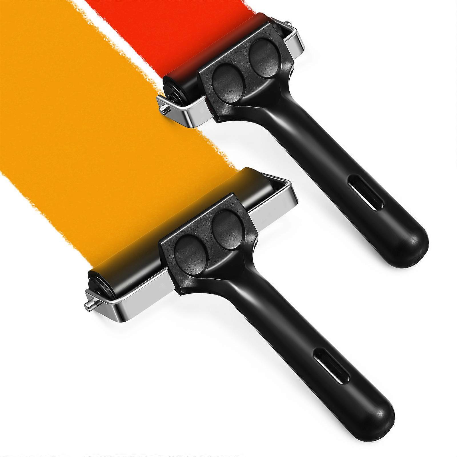 Rubber Rollers for Printmaking & Stamping Thickened Craft Rollers with Ergonomic Handle, Lightweight Glue Applicator for Wallpaper & DIY Crafts