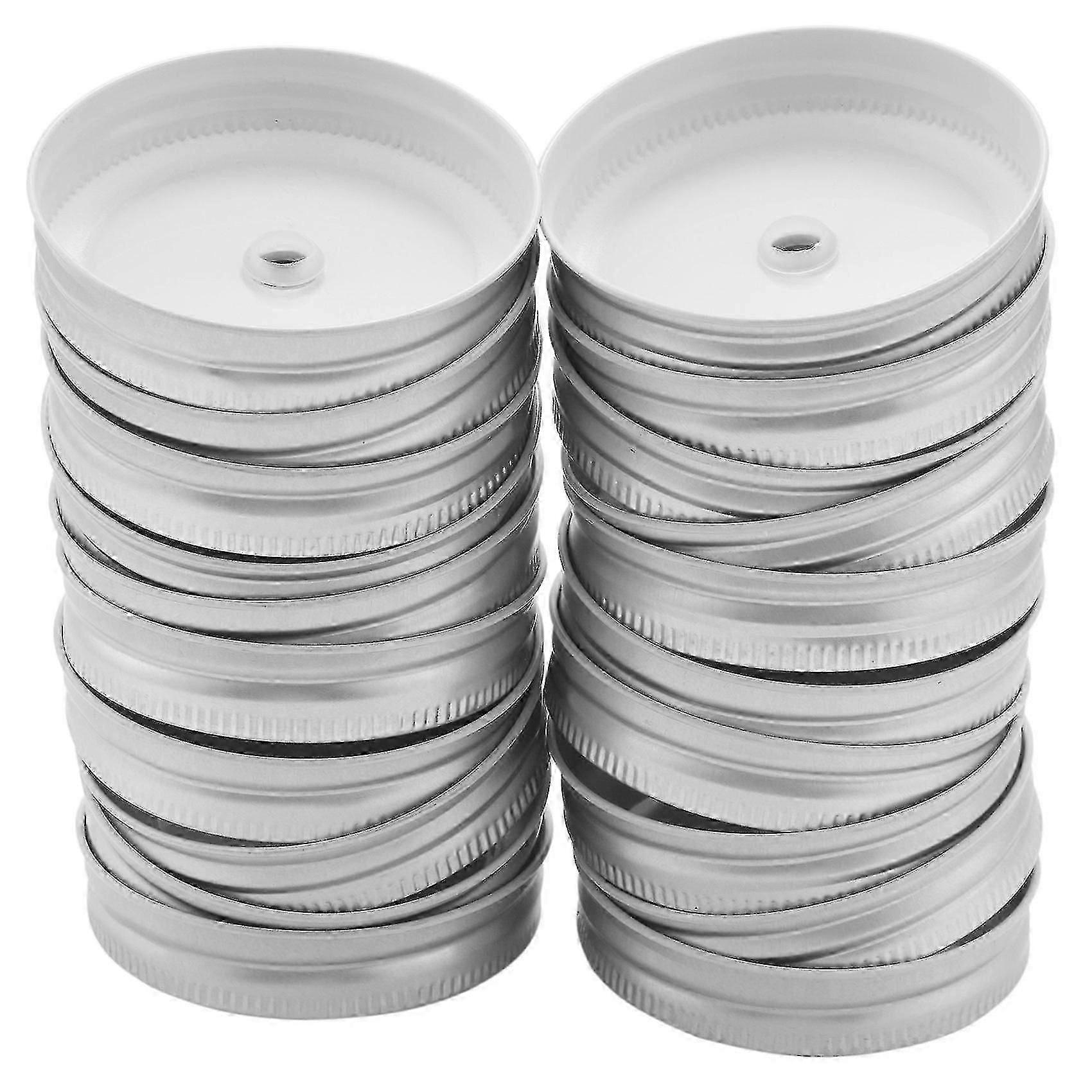 20 Pieces Metal Regular Mouth With Straw Hole Compatible With (silver, 2.7 Inch)