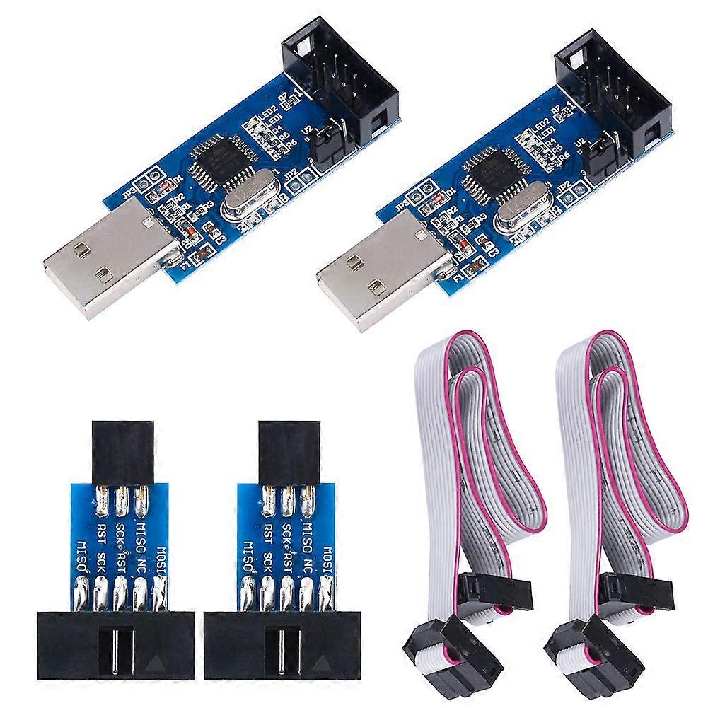 USBASP Downloader Programmer Set with 10-Pin to 6-Pin Adapter Cable for ISP Programming AVR and 51 Microcontrollers