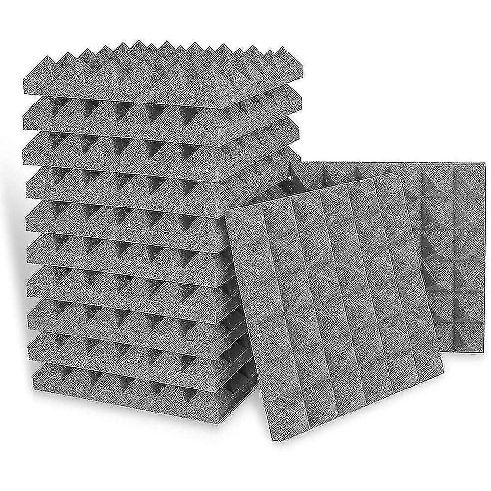 12 Pack Pyramid Acoustic Foam Panels, Flame-Retardant Sound-Absorbing Sponge for Studio & Office Soundproofing Noise Reduction