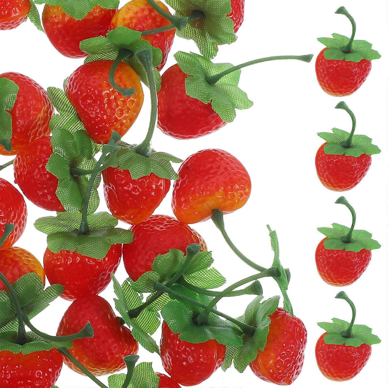 Artificial Fruit Decoration Mini Strawberry Shape Table Setting Food Display 5.5x2.7x2cm 30Pcs