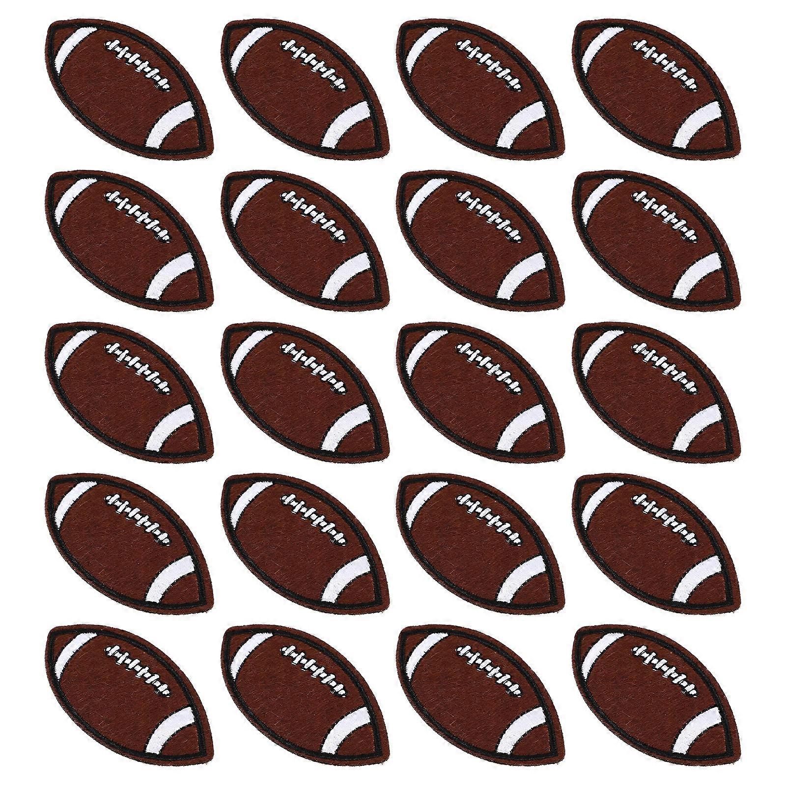 Rugby Shape Patches Polyester Rugby Shaped Pattern Clothes Patches Clothing Bag Decorations Coffee 6.5X3.5cm Decorative 20Pcs