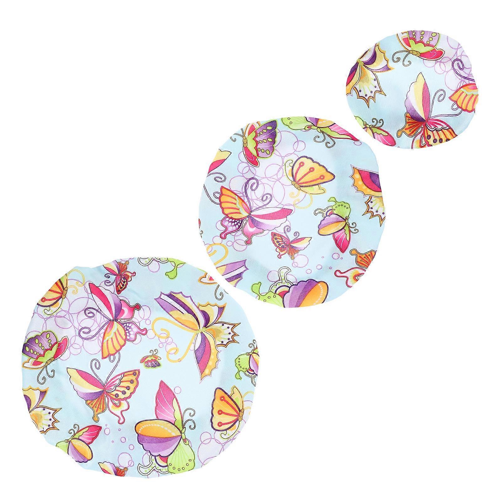 Elastic Bowl Covers Food Storage Covers Multi-Colored Round Reusable 3Pcs