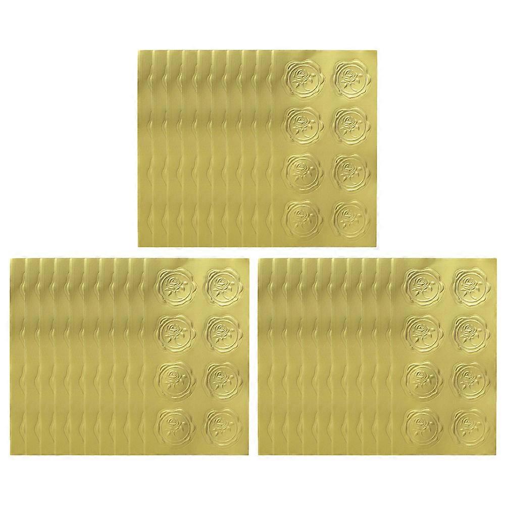 Envelope Seals Self-Adhesive Stickers Wax Seal Stickers Golden Rectangular For Wedding Invitations 30Sheets