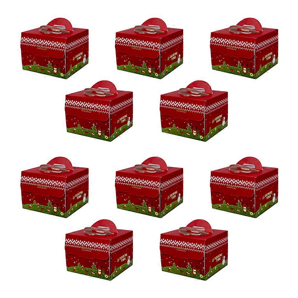 Cake Container Food-Grade Material For Christmas Cookie 13X13X10CM Food Packing 10Pcs