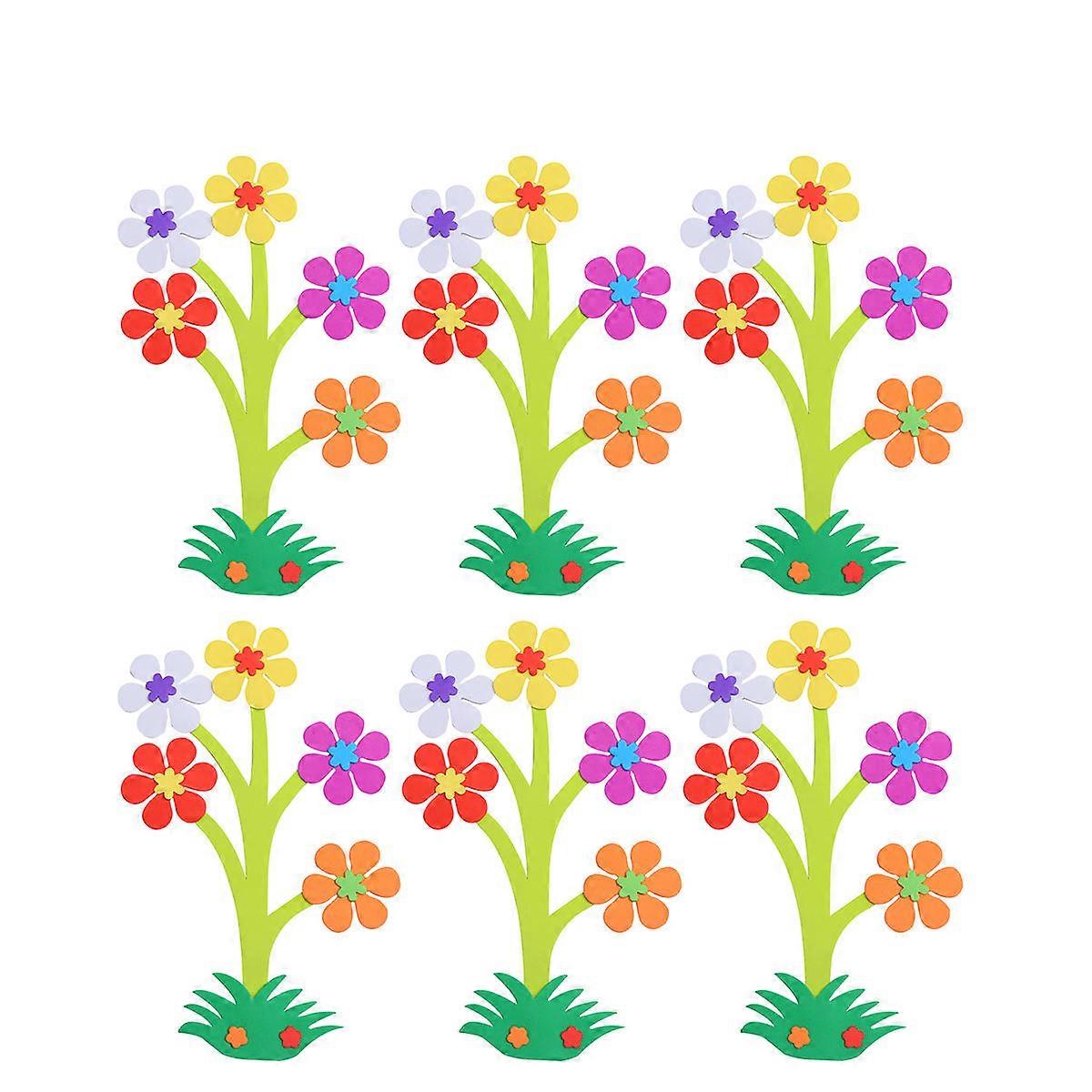 Creative Floral Wall Stickers EVA Plants Design Wall Sticker Self Adhesive Reusable Home Wall Protection 6Pcs
