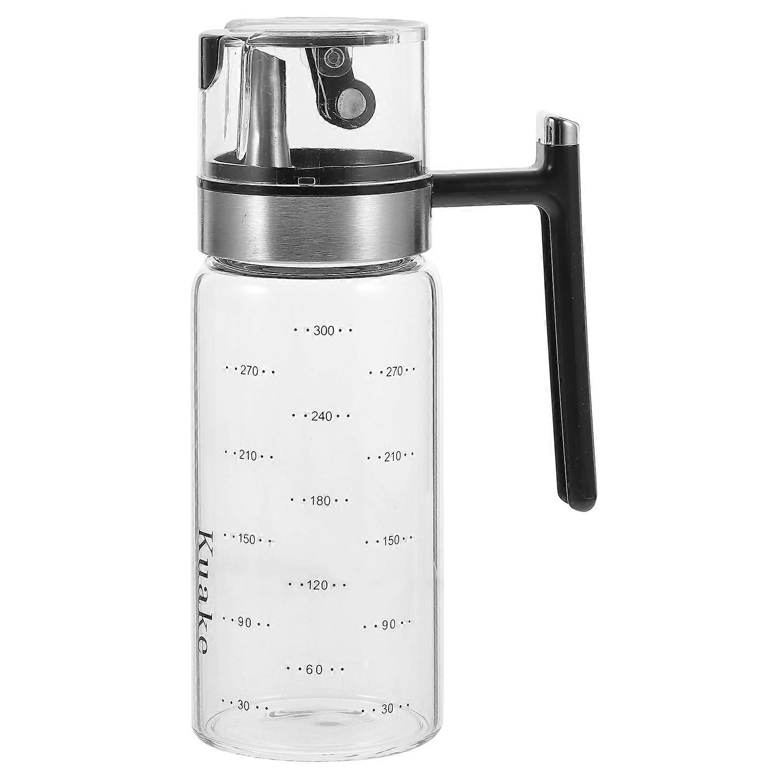 Oil Dispenser Bottle Anti-Leak Glass Container For Kitchen Cooking Soy Sauce Vinegar Cruet 300ml Curved Nozzle 1Set