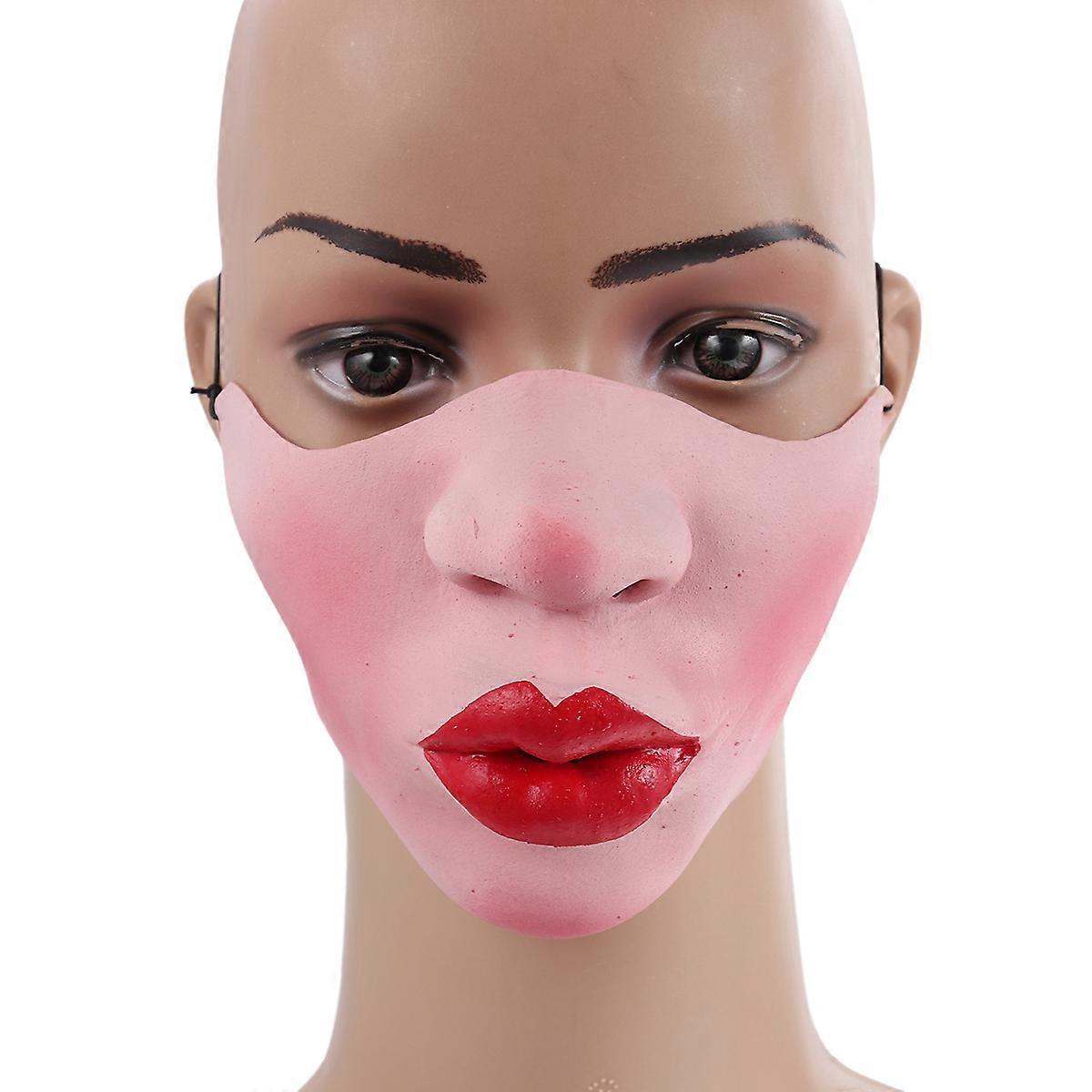 Fake Half Face For Halloween Cosplay Red Prop 1Pcs